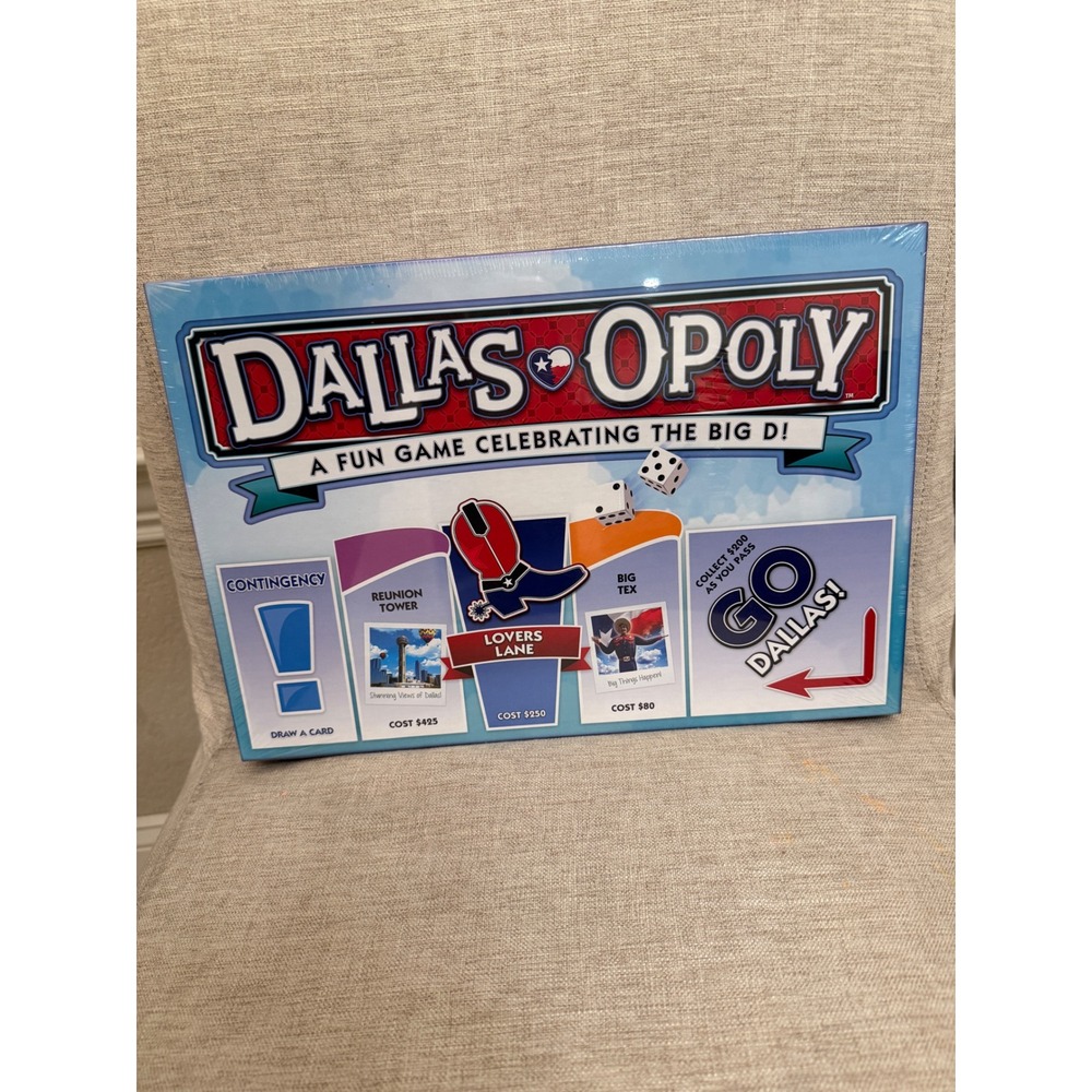 Late for the Sky Dallas-Opoly Board Game New Sealed Dallas Texas Theme